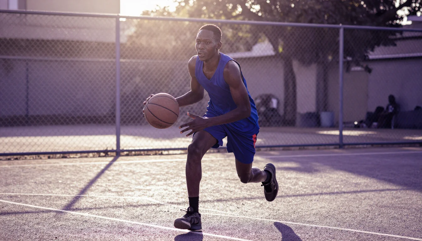 Basketball player on an outdoor court in Lagos